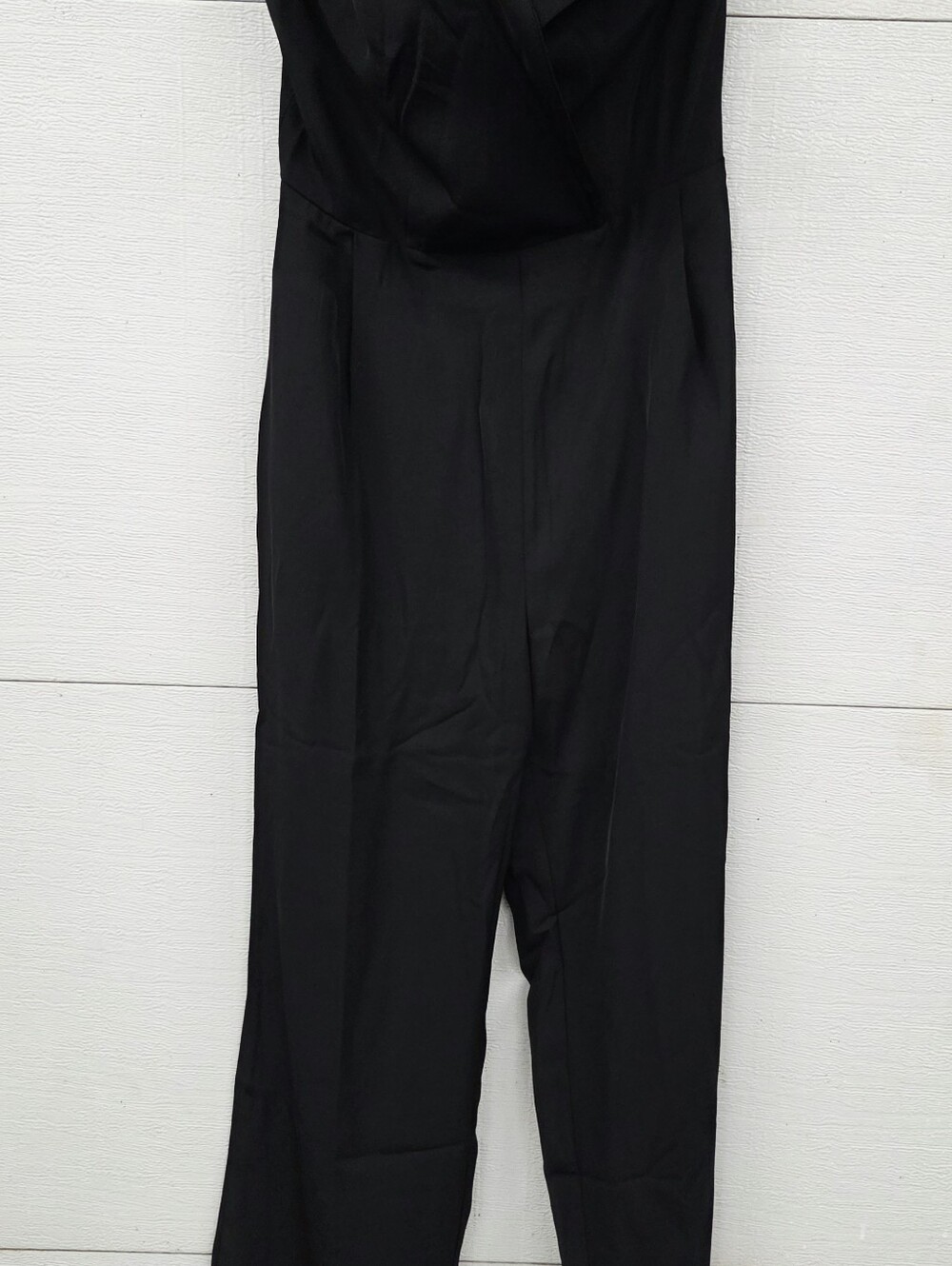 Strapless  Modern Nwot Large Black Wide-Leg Jumpsuit W Pockets - Picture 3 of 8